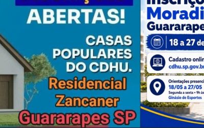 Prefeitura abre inscrições para 205 moradias do CDHU em  Guararapes 