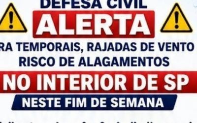 Defesa Civil alerta para temporais, rajadas de vento e risco de alagamentos no interior de SP neste fim de semana